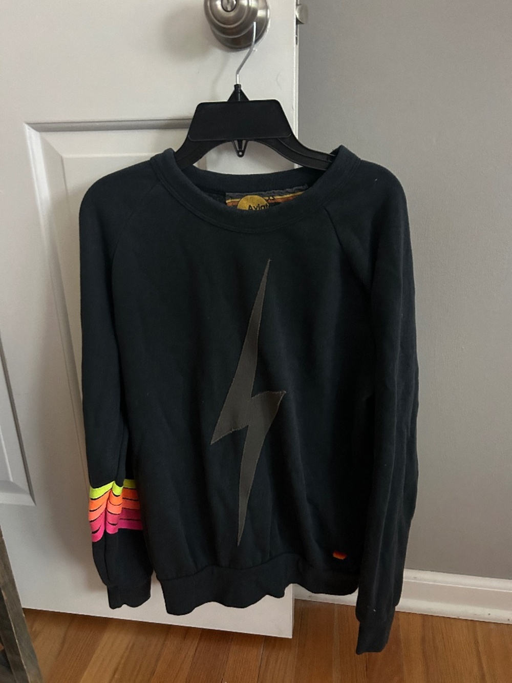 Aviator Nation Sweatshirt - Charcoal color w neon stripes
